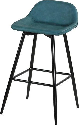 Miniatura 13 de Cortesi Home Taburetes de lluvia en piel sintética negro carbón, base negra (juego de 2)
