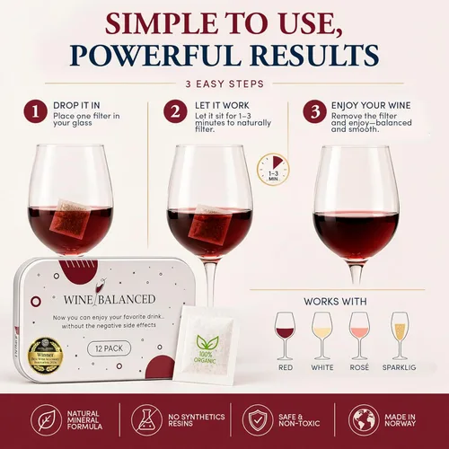 Miniatura 5 de Norway's Secret - Filtro de vino Ganador del triple premio No se necesitan más gotas de vino o varitas Eliminador de sulfito e histamina