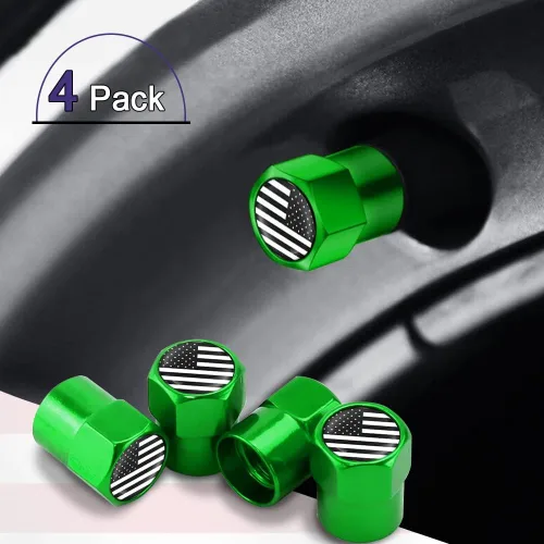 Miniatura 35 de ASUBHA 4 tapas de vástago de válvula de neumático con bandera estadounidense, tapones de aire de aluminio para neumáticos con junta tórica de goma
