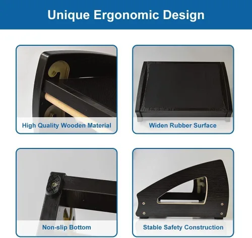 Miniatura 2 de StrongTek Reposapiés ergonómico para debajo del escritorio, 3 alturas ajustables de madera para oficina, superficie grande antideslizante, mejora