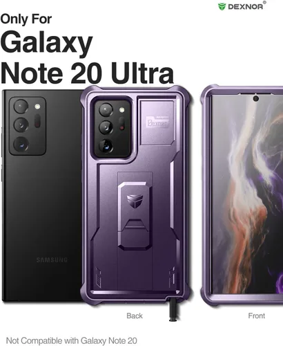 Miniatura 2 de Dexnor Funda para Samsung Galaxy Note 20 Ultra 5G, [Protector de pantalla y soporte integrados] Protección de grado militar resistente a prueba