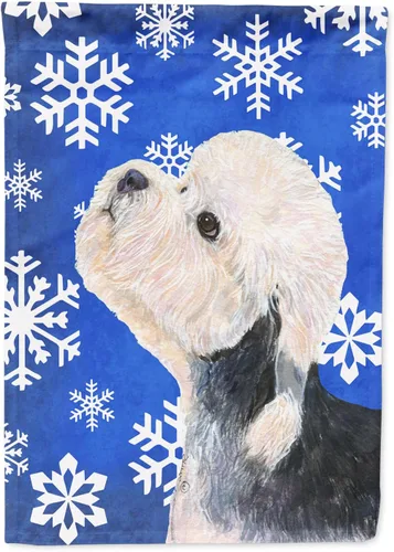 Miniatura 308 de Caroline's Treasures SC9374GF Bulldog English Snow flakes Holiday Garden Flag Buzón Bandera decorativa para patio exterior, patio, obras de arte
