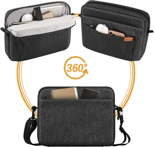 Miniatura 7 de Bolsa de manga para tableta, bolsa de hombro diaria de 11 pulgadas para tableta, bolsa cruzada impermeable con organización inteligente para Negro