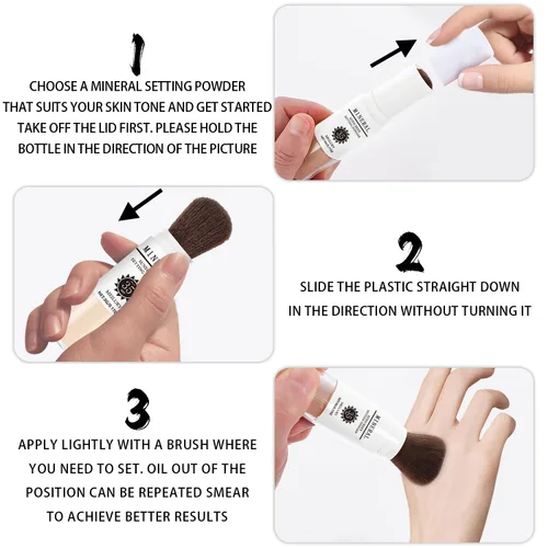 Miniatura 7 de Polvo fijador de protección solar SPF 35, cepillo mineral en polvo para cara y cuero cabelludo, control de aceite, acabado mate natural, polvo