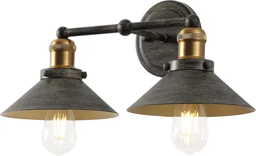 Miniatura 25 de JONATHAN Y JYL7427B JYL7427B del 17 de julio, lámpara de pared de sombra metálica de 44.5 cm con 2 luces, estilo granja contemporáneo transicional