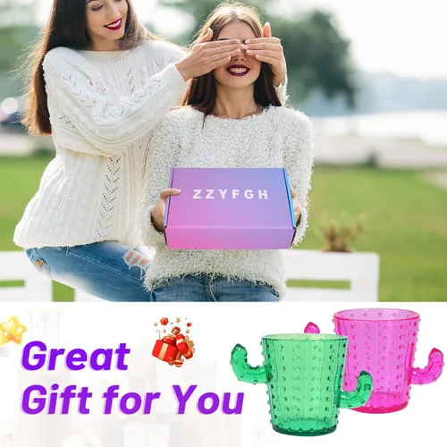Miniatura 6 de ZZYFGH Vasos de chupito de cactus de plástico (juego de 12), 2 onzas, lindos vasos de tequila de cactus rosa para occidental, despedida de soltera
