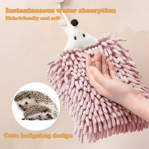 Miniatura 6 de Toallas de mano de felpilla para baño, cocina y dormitorio, toalla de secado de manos colgante con lazo para botón, toalla de mano divertida