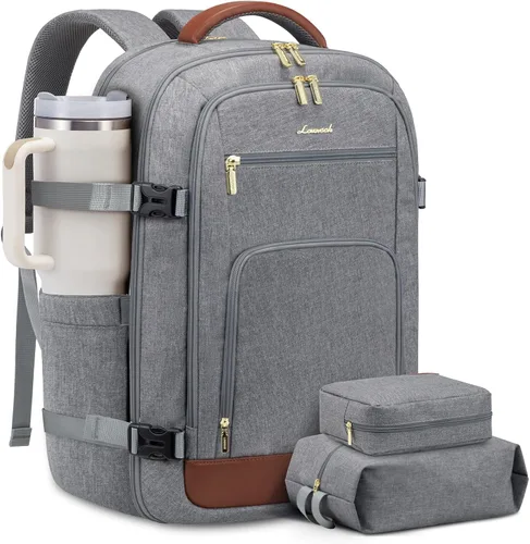 Miniatura 15 de LOVEVOOK Mochila de viaje para mujer y hombre, Beige, Mochilas de viaje