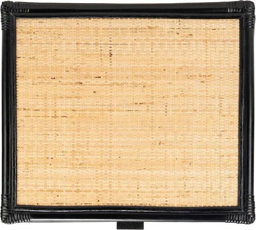 Miniatura 9 de SAFAVIEH Home Collection - Mesita de noche Roya negra y natural con cajón y estante, mesa de acento costera, marco estilo bambú y cajón de ratán