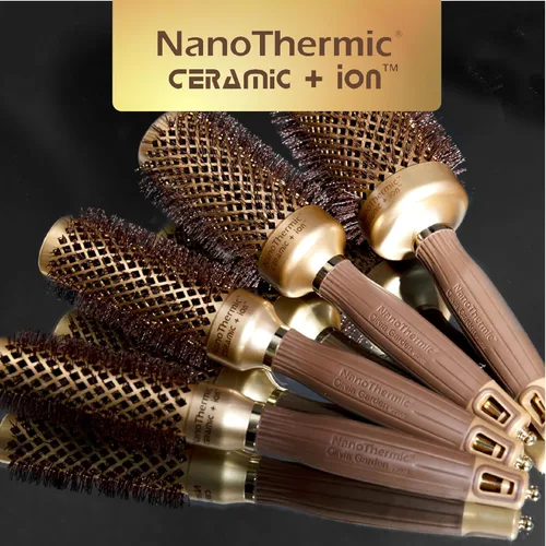 Miniatura 6 de Olivia Garden NanoThermic - Cepillo térmico redondo de cerámica + iones para el cabello, no eléctrico, cepillo profesional para cabello normal a