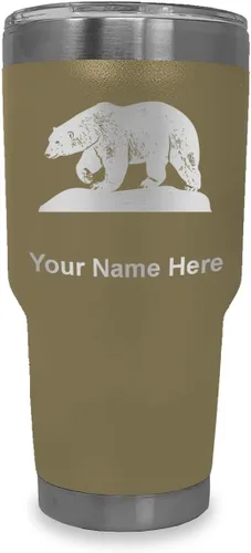 Miniatura 11 de LaserGram Vaso aislado al vacío de 20 onzas, oso polar, grabado personalizado incluido (negro)