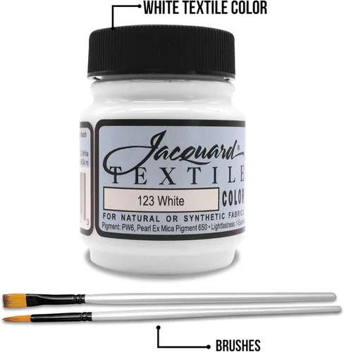 Miniatura 2 de Moshify Jacquard Products JAC1123 - Pintura de tela de color blanco, fabricada en Estados Unidos, 2.25 onzas, juego de pinceles incluidos