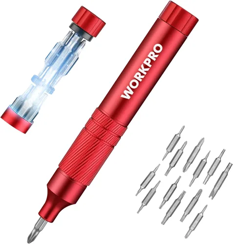 WORKPRO - Juego de destornilladores multifuncional 24 en 1, mini juego de destornilladores magnéticos, destornilladores manuales con forma de lápiz,