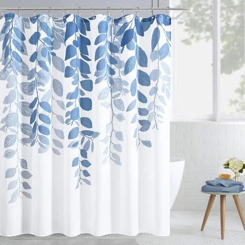 Miniatura 38 de BOODII Cortinas de ducha negras de 36 x 72 pulgadas, cortina de ducha de eucalipto de primavera para baño, cortina de baño con textura de flameado