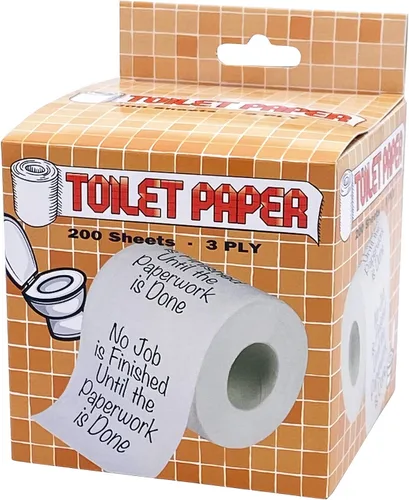 Island Dogs No Job is Finish - Papel higiénico divertido con frase impresa "No Job is Finish Until the Paperwork is Done", 3 capas, 200 hojas,