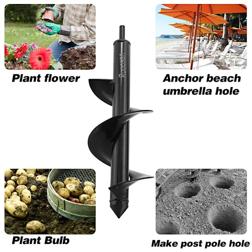 Miniatura 5 de 3 macetas de taladro de jardín, 1.6 x 9 + 2 x 16.5 + 3.2 x 11.8 pulgadas > Ruooson espiral para plantar bulbos de flores, excavadora rápida
