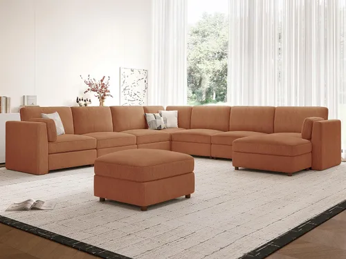 Miniatura 29 de Sofá biplaza extragrande de 83.5 pulgadas, sofás para sala de estar, sofá nube de felpilla de asiento profundo, sofá modular seccional, funda