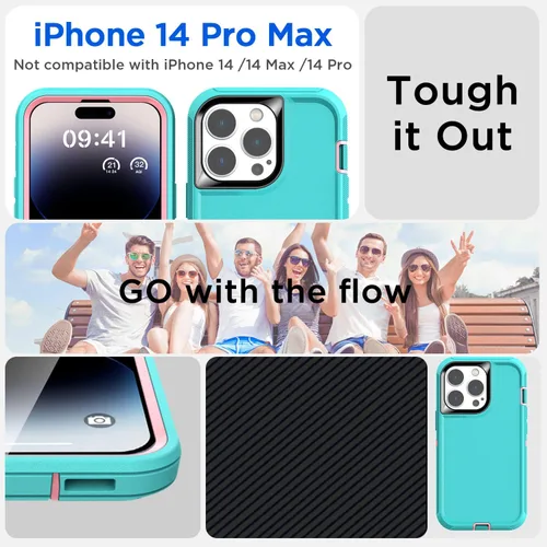 Miniatura 6 de AICase Funda para iPhone 14 Pro Max (6.7") con Protector de Pantalla de Vidrio, Protección contra Caídas de Servicio Pesado, Cuerpo Completo