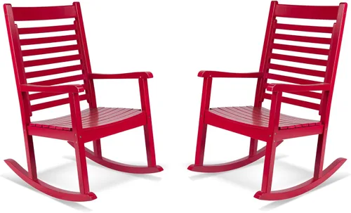 Miniatura 23 de Silla mecedora de madera moderna de Shine Company, balancín de porche ergonómico de asiento ancho, color negro