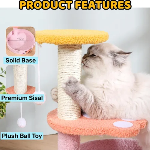 Miniatura 4 de Lindo árbol de gato de peluche decorativo para gatos, torre de dibujos animados, divertida plataforma de diversión, rascador de sisal natural