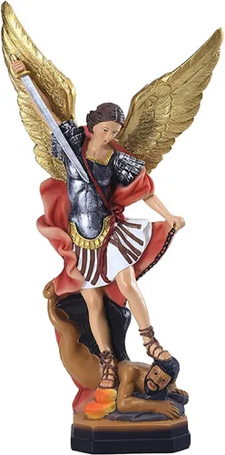 Miniatura 7 de Estatua de San Miguel Arcángel de 31.8 cm de alto, santo arcángel Miguel derrotó al dragón malvado, escultura de ángel de batalla religiosa