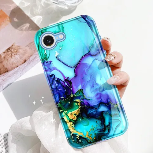 Miniatura 6 de Btscase Funda para iPhone 16e (2025), [probada en caídas de grado militar] Diseño de patrón de mármol delgado, resistente, a prueba de golpes