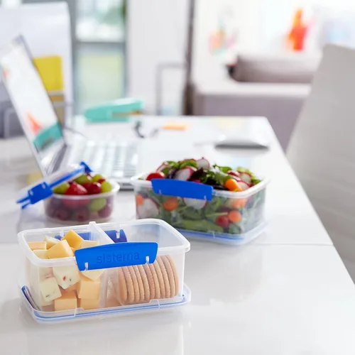 Miniatura 8 de Sistema KLIP IT Rectangular Collection Recipiente de almacenamiento de alimentos, 33.8 onzas/1.0 L, transparente/azul, 3