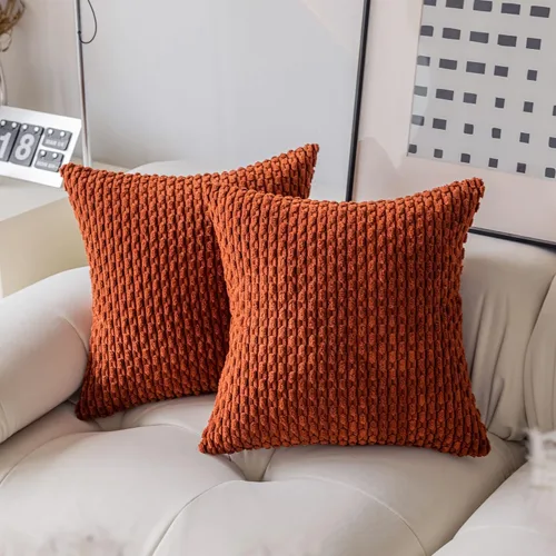 Miniatura 14 de Kevin Textile - Juego de 2 fundas de almohada decorativas de pana de 22 x 22 pulgadas, suaves, estilo bohemio, a rayas, decoración moderna del hogar