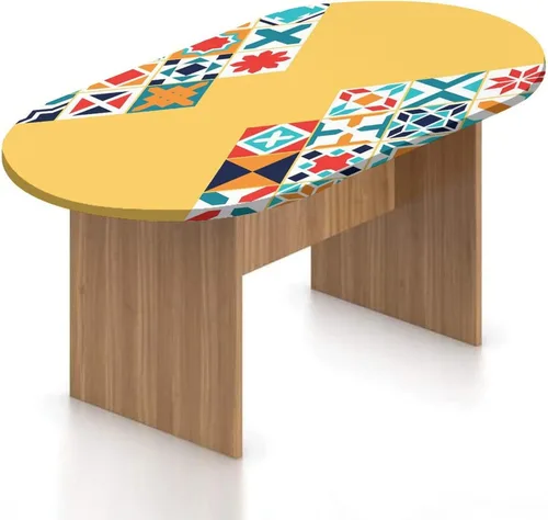 XISUNYA Mantel ovalado ajustable de poliéster elástico, diseño de azulejos geométricos coloridos tradicionales, estampado oriental, se adapta a