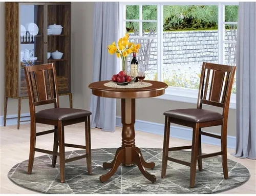 Miniatura 2 de East West Furniture EDBU3-MAH-LC - Juego de mesa de comedor de 3 piezas, altura de mostrador, 30 x 30, caoba