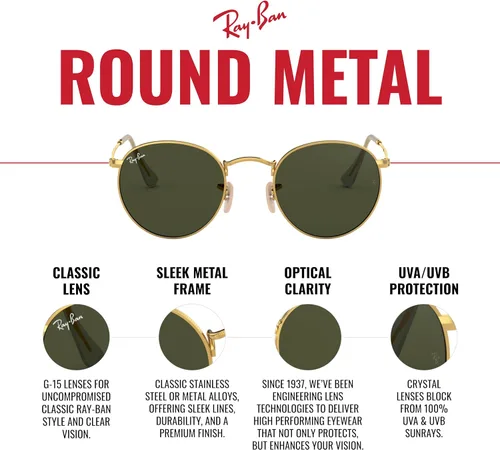 Miniatura 4 de Ray-Ban - Lentes de sol RB3447 redondos, de metal