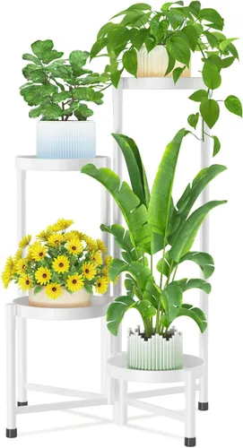 Miniatura 34 de iDavosic.ly Soporte para plantas para interiores y exteriores, estante esquinero de metal de 5 niveles, estante alto plegable para orquídeas