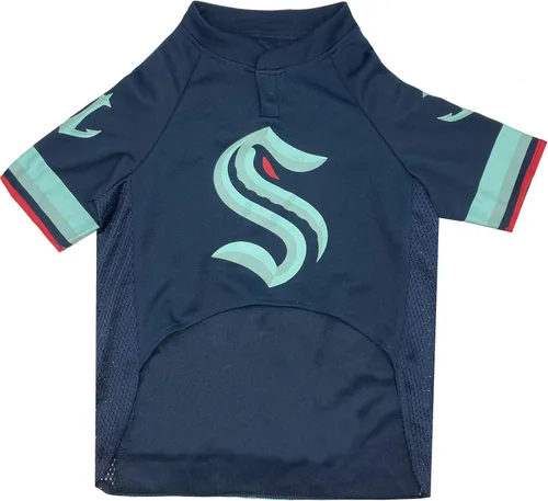 Miniatura 2 de Camiseta NHL Seattle Kraken para perros y gatos. - Tamaño: Pequeño. La mejor camiseta para MASCOTAS del nuevo equipo de hockey sobre hielo EN