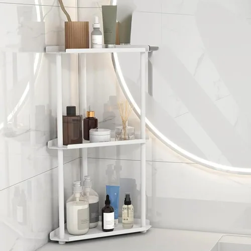 Miniatura 9 de FLE Organizador de mostrador de baño de esquina, organizador de baño, estante de almacenamiento de encimera para baño