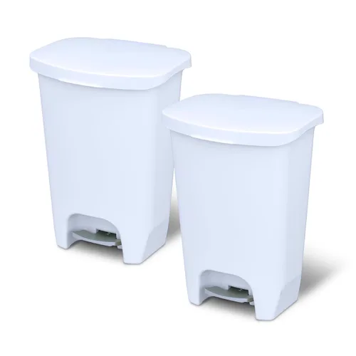 Miniatura 10 de Glad Paquete de 2 botes de basura de 13 galones, cubos de basura de plástico para cocina con protección contra olores de tapa, manos libres