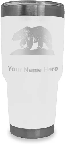 Miniatura 19 de LaserGram Vaso aislado al vacío de 20 onzas, oso polar, grabado personalizado incluido (negro)