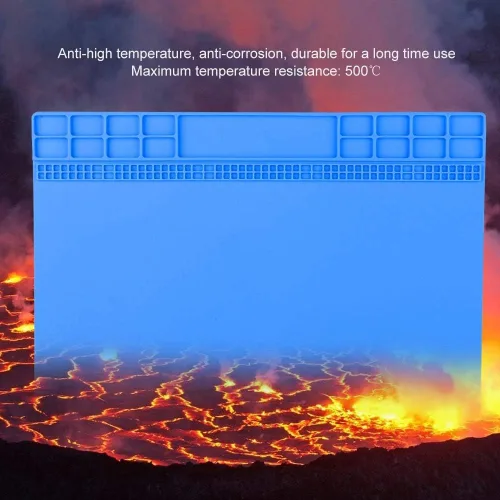 Miniatura 8 de Tapete de silicona para soldar, 13.8 x 19.8 pulgadas, tapete controlado eléctrico, calor de 932.0 °F, tapete antiestático multiusos para reparación