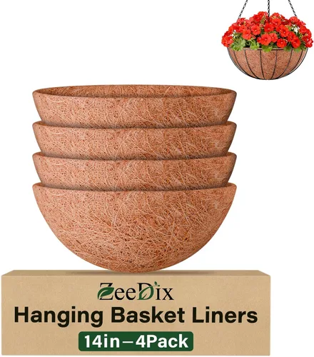 Miniatura 13 de ZeeDix Paquete de 3 forros de coco de 12 pulgadas para maceteros, revestimientos redondos para cestas colgantes 100% naturales, cesta de coco