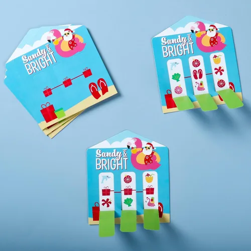 Miniatura 3 de Big Dot of Happiness Tropical Christmas - Juego de 12 tarjetas de encurtidos para fiesta de vacaciones de Santa en la playa, pestañas de tracción 3