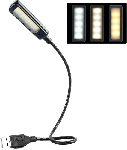 Luz USB para teclado de laptop, gruesa y flexible, 3 brillos x 3 temperaturas de color, luz de lectura USB para trabajo nocturno sin molestar a los