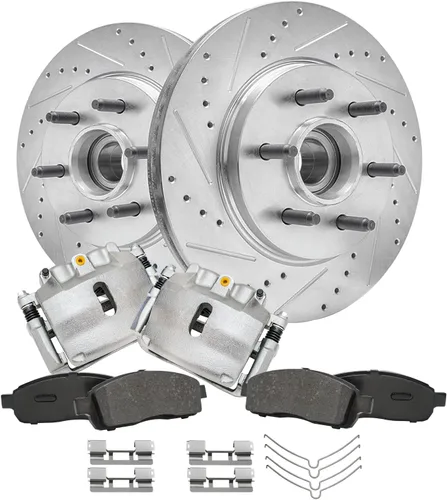 Miniatura 33 de Detroit Axle - Kit de freno delantero para Hyundai Nexo 2019-2024, rotores de freno perforados y ranurados, pastillas de freno de cerámica