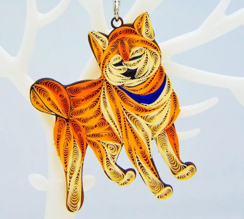 Miniatura 8 de Bulldog francés, decoración para el hogar, decoración navideña, adorno hecho a mano para amantes de los animales, adorno quilled, bolso, mochila