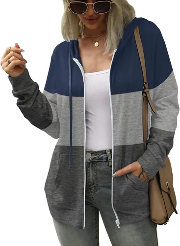 Miniatura 2 de Bofell Sudaderas con capucha de manga larga con cremallera para mujer