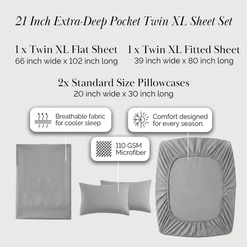 Miniatura 242 de Southshore Fine Living, Inc. Juego de 7 piezas de sábanas King divididas para cama ajustable, juego de sábanas King divididas con bolsillo de 21