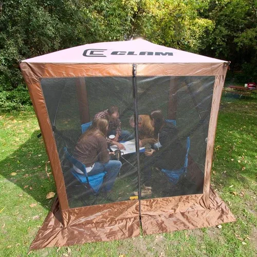 Miniatura 6 de CLAM Tienda de campaña con pantalla emergente, toldo para acampar al aire libre, viajero, 6 x 6 pies, marrón
