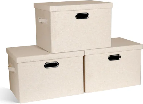 Miniatura 23 de Graciadeco Contenedores de almacenamiento plegables grandes de 17 pulgadas y 36 cuartos de galón con tapas, paquete de 3 cajas de almacenamiento