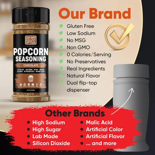 Miniatura 6 de Popcorn Seasoning Chocolate Powder Mix - Gluten Free & Low Sodium Cocoa Powder Blend Popcorn Flavoring Seasoning. Healthy Movie Night Theater Pop