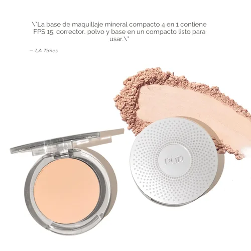 Miniatura 10 de PÜR MINERALS Base de Maquillaje Mineral Prensada 4 en 1 en Polvo con SPF 15 - Corrector y Compacto de Acabado en Polvo Prensado para Rostro - Base