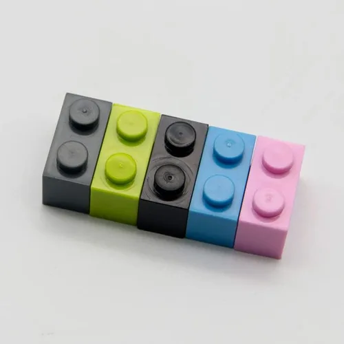 Miniatura 2 de Bloque de ladrillo clásico a granel, ladrillos negros 1x2, ladrillos de construcción planos 100 piezas, compatible con piezas y piezas de Lego: 1x2
