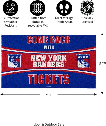 Miniatura 3 de Team Sports America NHL New York Rangers Entrada interior y exterior 28 x 16 pulgadas Parte trasera antideslizante Tapetes de bienvenida